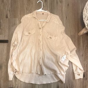 NWT Free people Oversized button up waffle top.